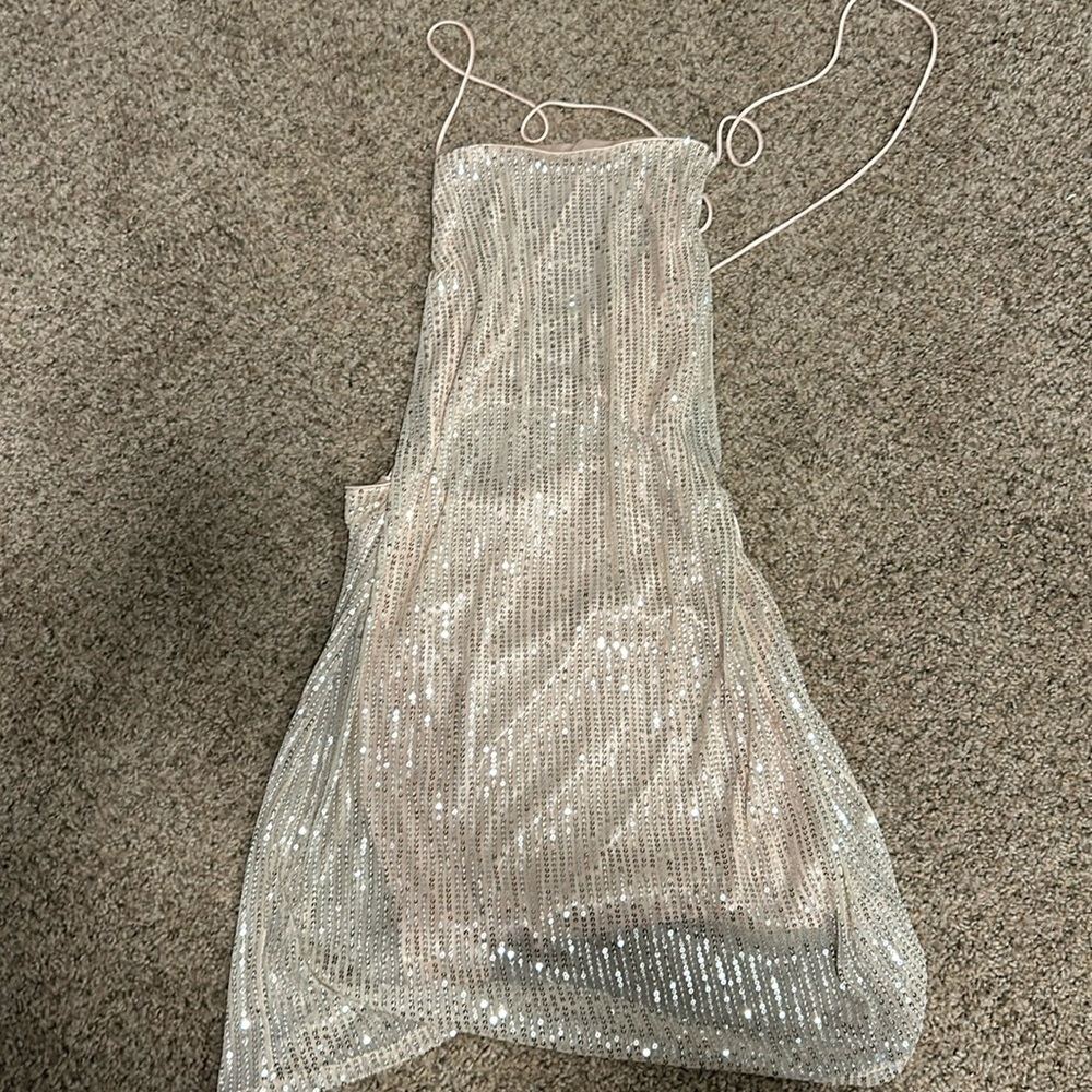 Gold and silver sequin mini dress